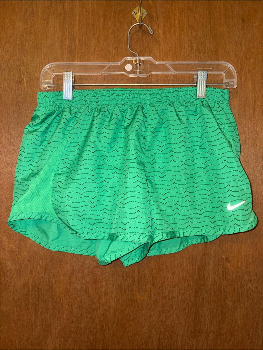 Nike Women's Bright Green Athletic Shorts with Wave Print